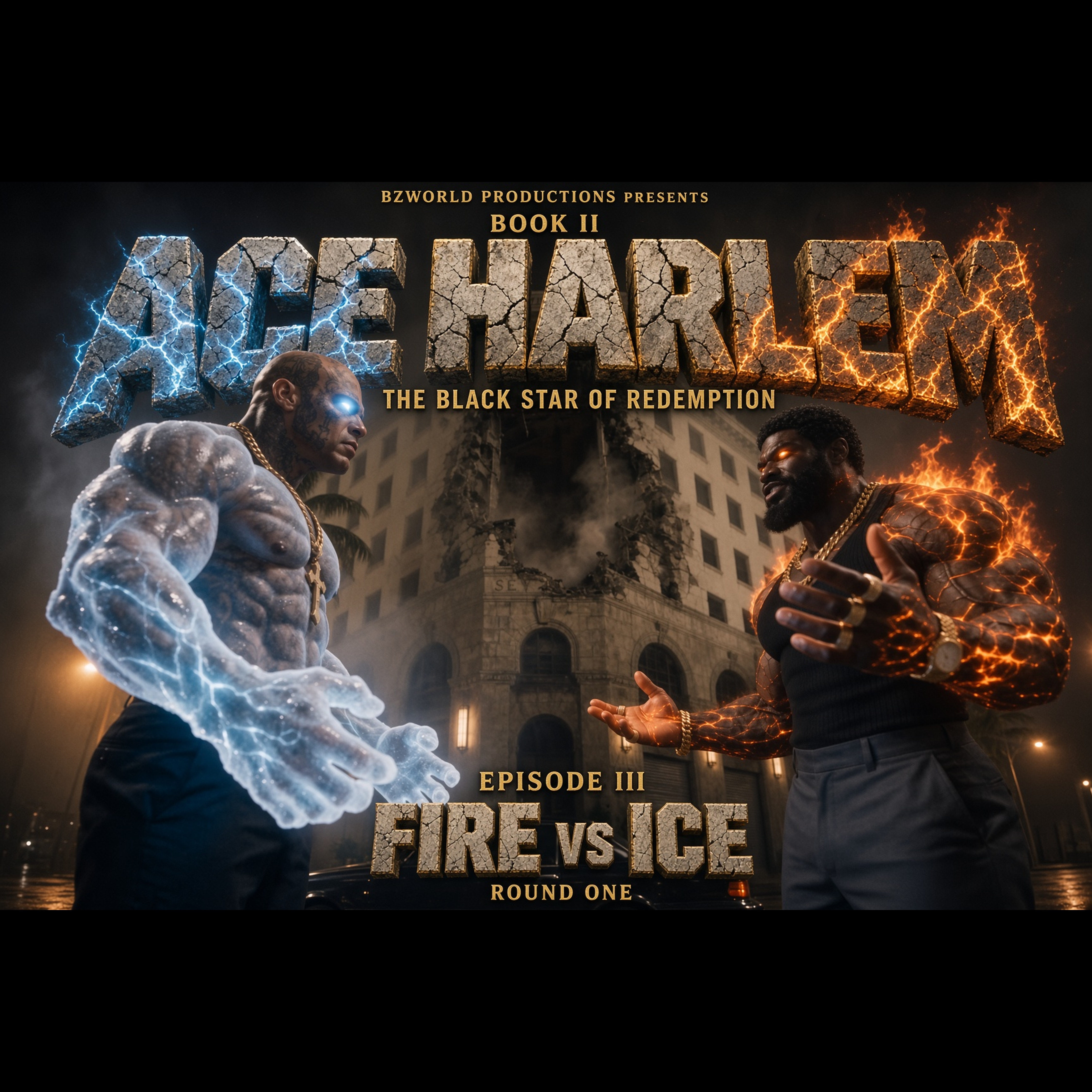 Fire vs Ice square — Book II Episode III, ACE HARLEM apparel art